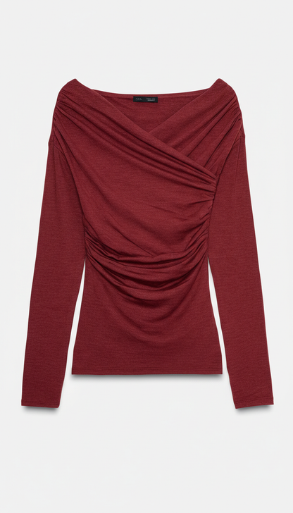 Draped Surplice Neckline Top