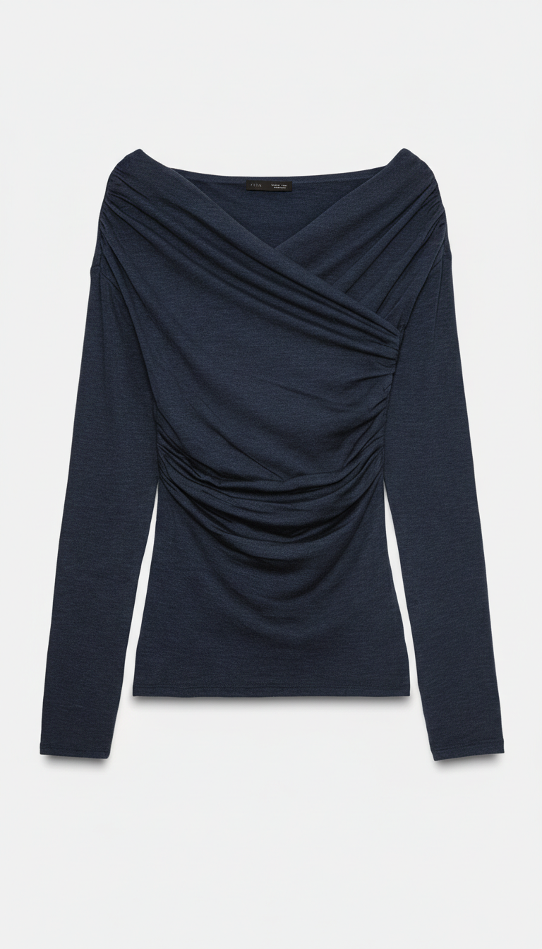 Draped Surplice Neckline Top