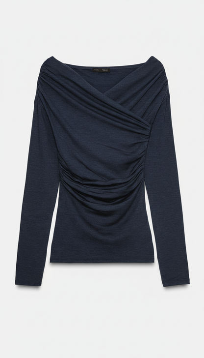 Draped Surplice Neckline Top