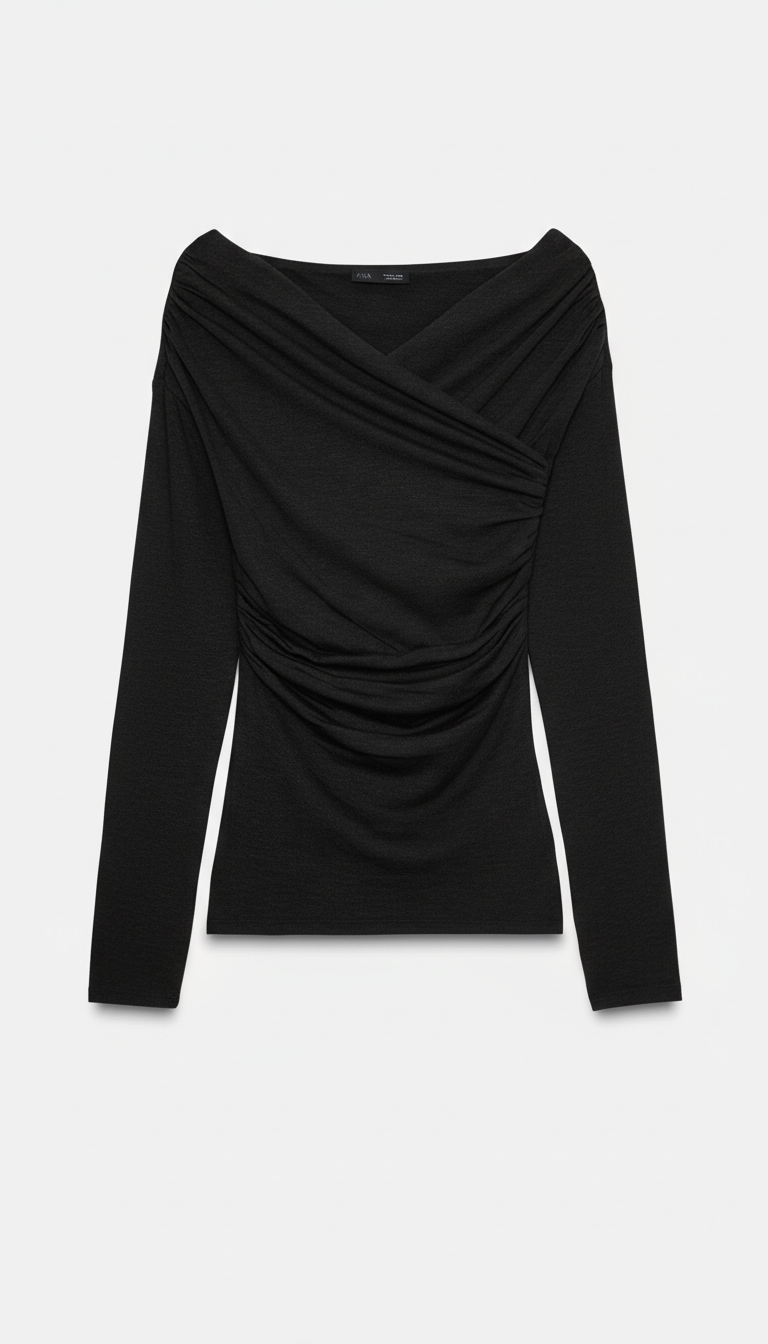 Draped Surplice Neckline Top