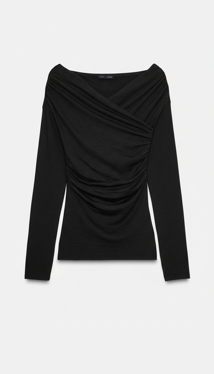 Draped Surplice Neckline Top