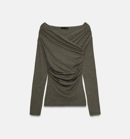 Draped Surplice Neckline Top