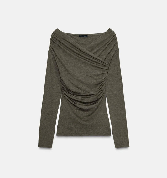 Draped Surplice Neckline Top